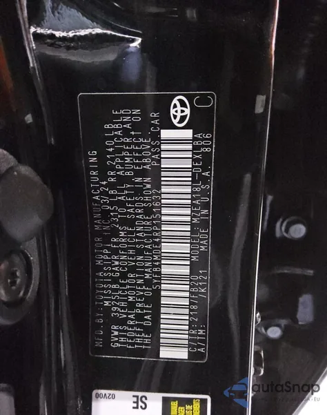 2024 Toyota Corolla Le из США, поврежденный, VIN 5YFB4MDE4RP151632